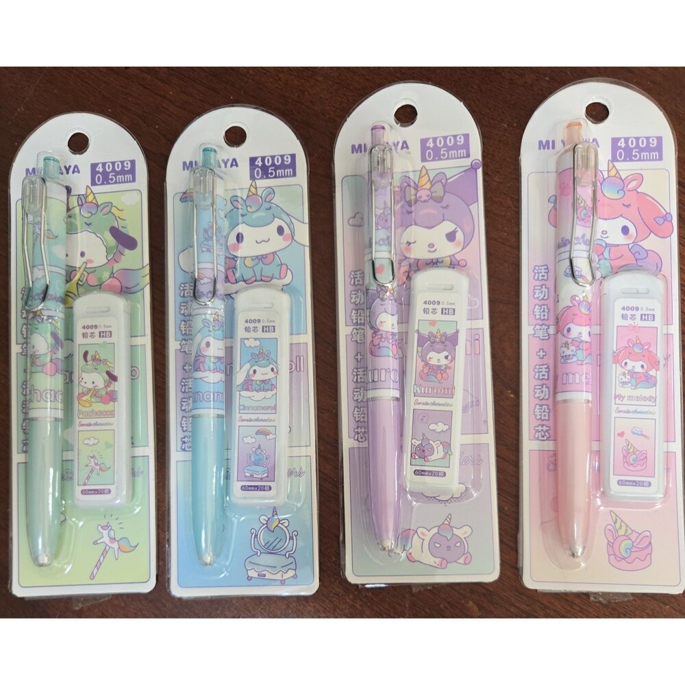 Lot x 4 Sanrio Mechanical Pencils Refill Lead 0.5mm Kuromi My Melody Pachacco,..